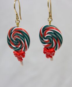 boucle d'oreille sucette spirale aux couleurs de noël avec apprêts en acier inox